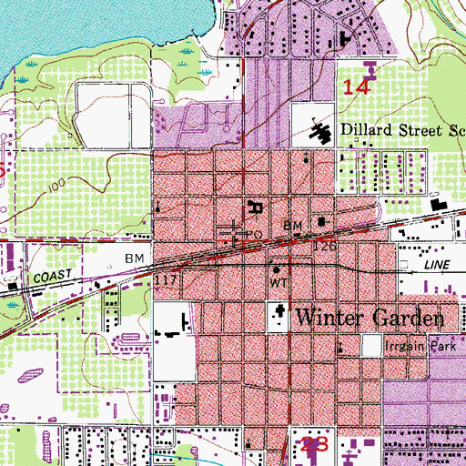 Topographic Map of Winter Garden Police Department, FL