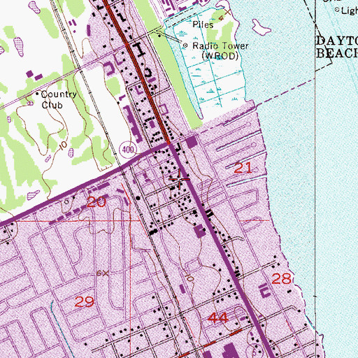 Topographic Map of South Daytona Police Department, FL