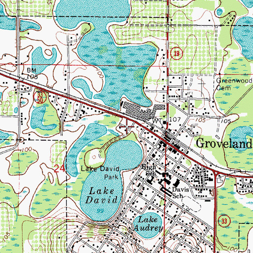 Topographic Map of Groveland Police Department, FL