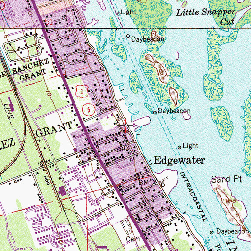 Topographic Map of Edgewater Police Department, FL