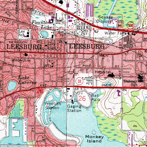 Topographic Map of Leesburg Criminal Investigations, FL