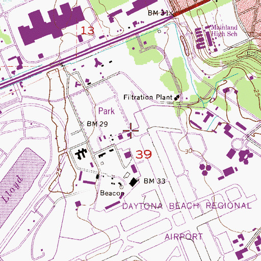 Topographic Map of Volusia County Sheriff's Office - Aviation, FL