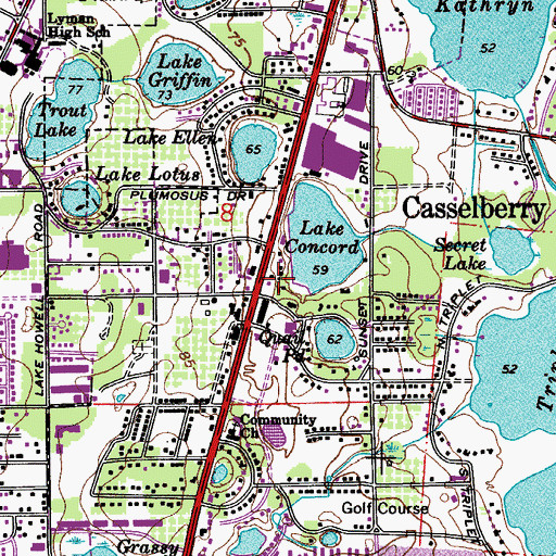 Topographic Map of Casselberry Police Department, FL