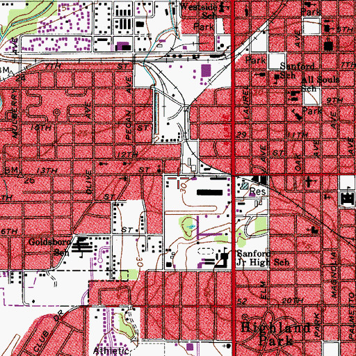 Topographic Map of Sanford Police Department, FL