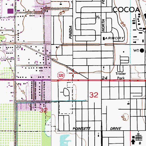 Topographic Map of Cocoa Police Department, FL