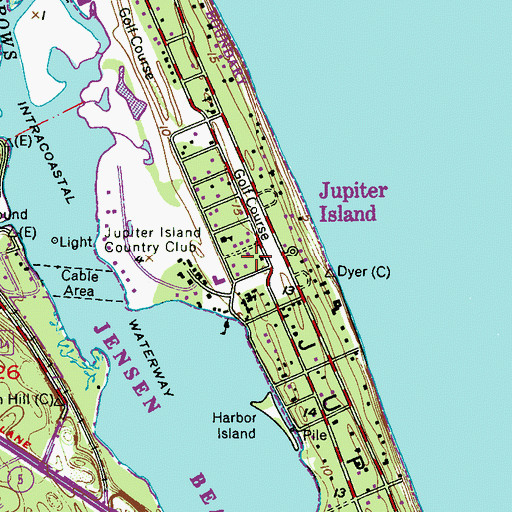 Topographic Map of Jupiter Island Police Department, FL
