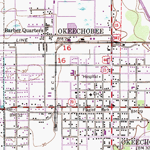 Topographic Map of Okeechobee County Sheriff's Office, FL
