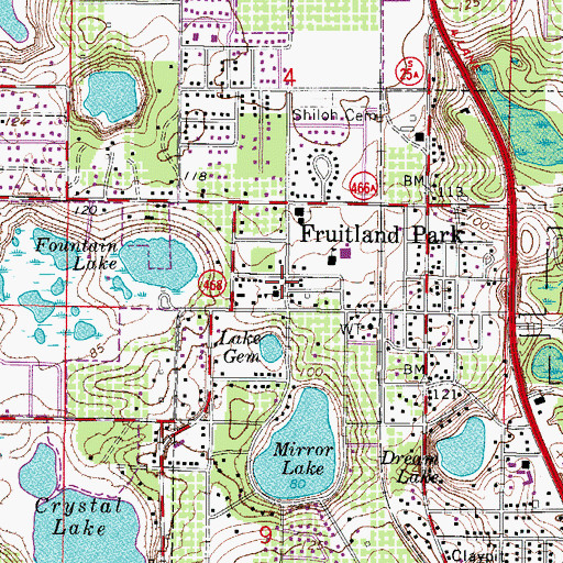 Topographic Map of Fruitland Park Police Department, FL