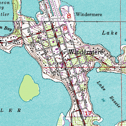 Topographic Map of Windermere Police Department, FL