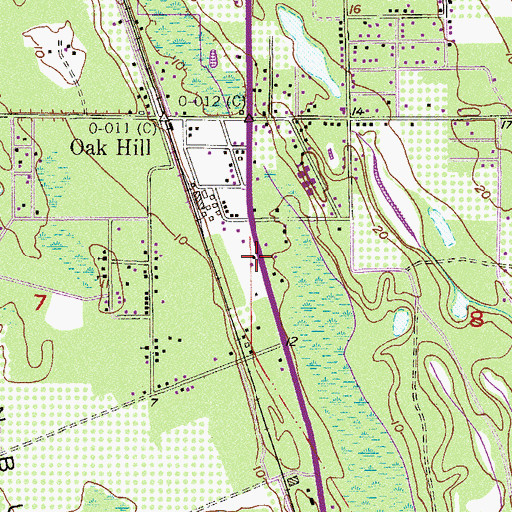 Topographic Map of Oak Hill Police Department, FL