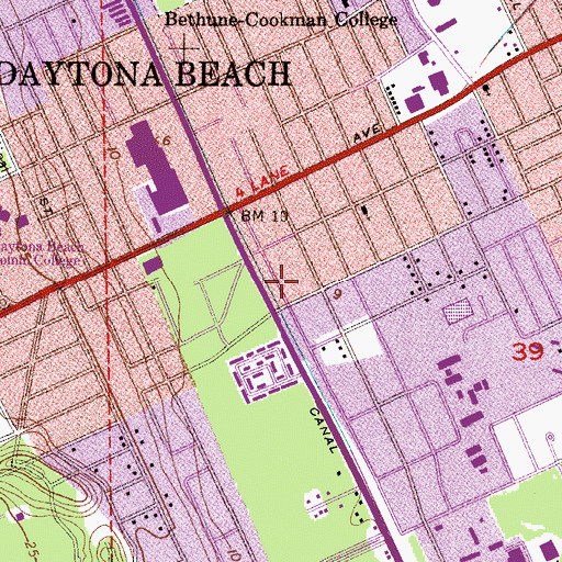 Topographic Map of Daytona Beach Police Department, FL