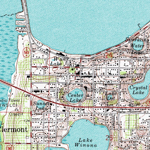 Topographic Map of Clermont Police Department, FL