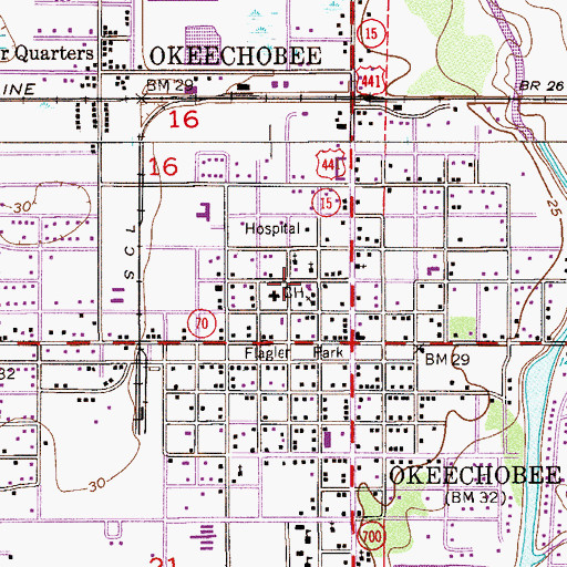 Topographic Map of Okeechobee County Clerk's Office - Criminal, FL