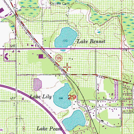 Topographic Map of Ocoee Police Department, FL