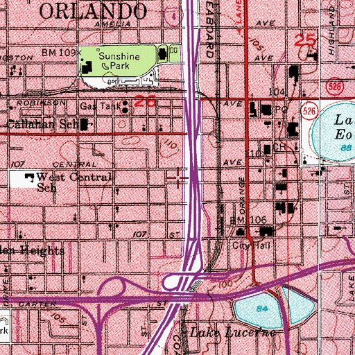 Topographic Map of Orlando Police Legal Advisor, FL