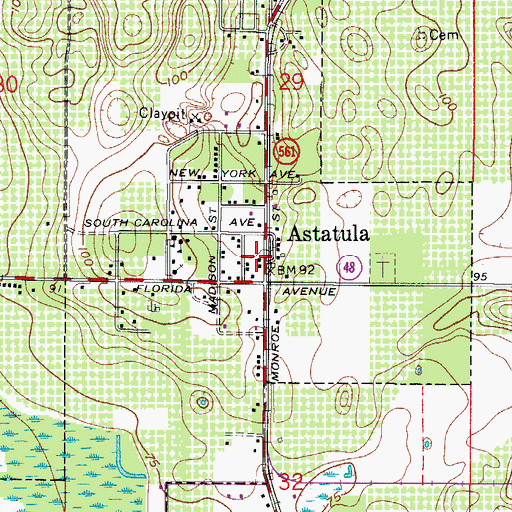 Topographic Map of Astatula Police Department, FL