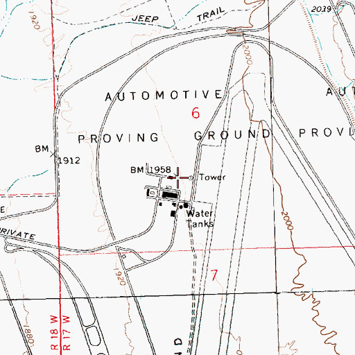 Topographic Map of Yucca Ford Proving Grounds Control Tower, AZ