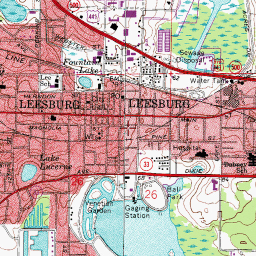 Topographic Map of Leesburg Police Department, FL