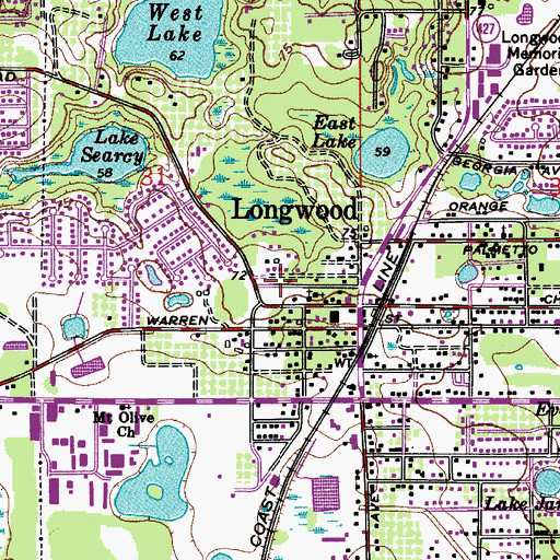 Topographic Map of Longwood Police Department, FL
