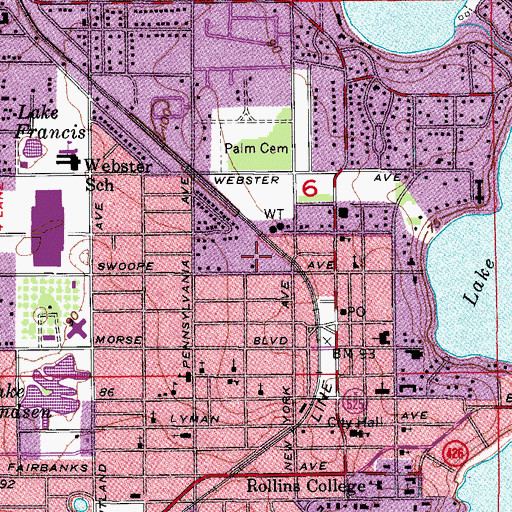 Topographic Map of Winter Park Police Department, FL