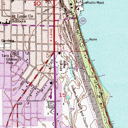 Topographic Map of Fort Pierce Police Department, FL