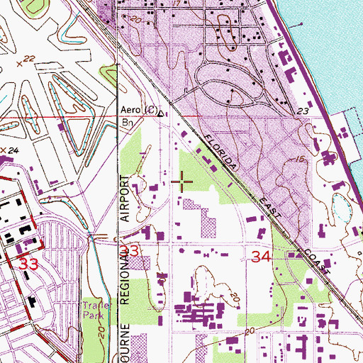 Topographic Map of Melbourne Police Department, FL