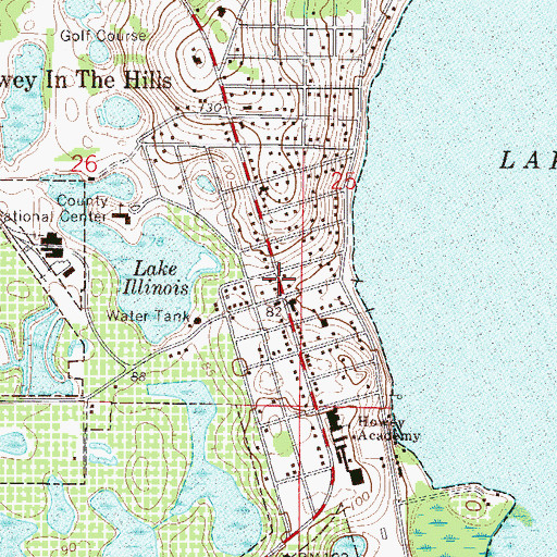 Topographic Map of Howey In the Hills Police Department, FL