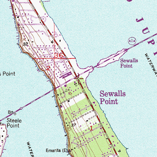 Topographic Map of Sewalls Point Police Department, FL