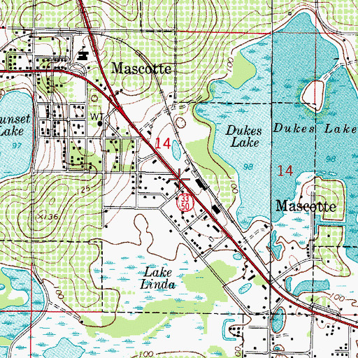 Topographic Map of Mascotte Police Department, FL