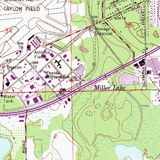 Topographic Map of Florida Highway Patrol Troop D Station, FL