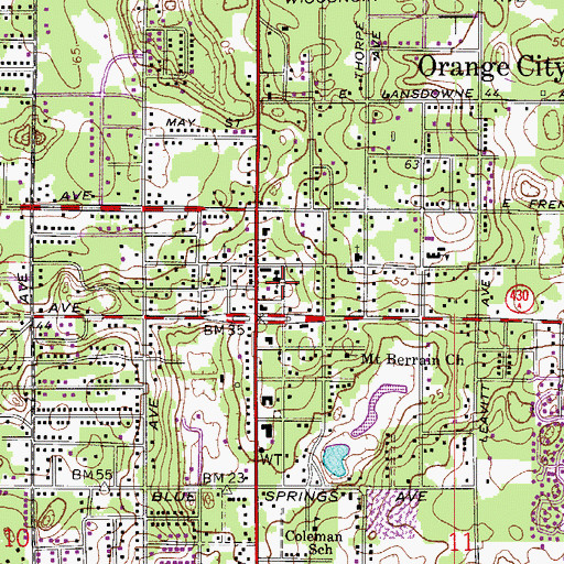 Topographic Map of Orange City Police Department, FL
