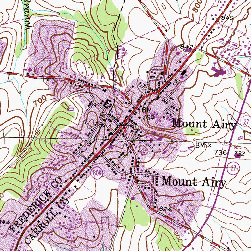 Topographic Map of Maryland State Police - Mount Airy, MD