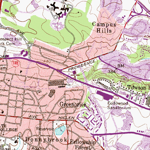 Topographic Map of Baltimore County Police Department Headquarters, MD