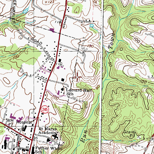 Topographic Map of Saint Mary's County Sheriff's Office, MD