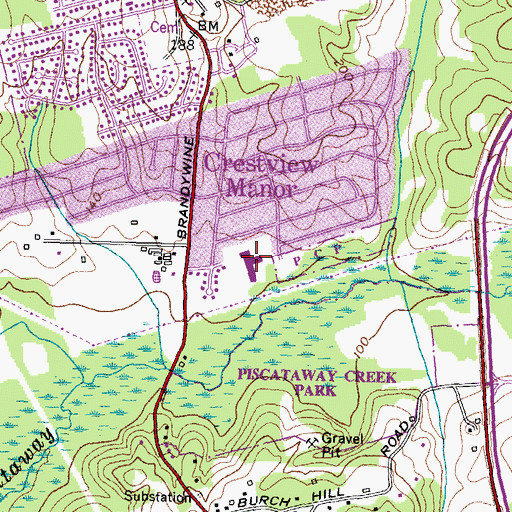 Topographic Map of Prince George's County Police Department District 5 Clinton Station, MD