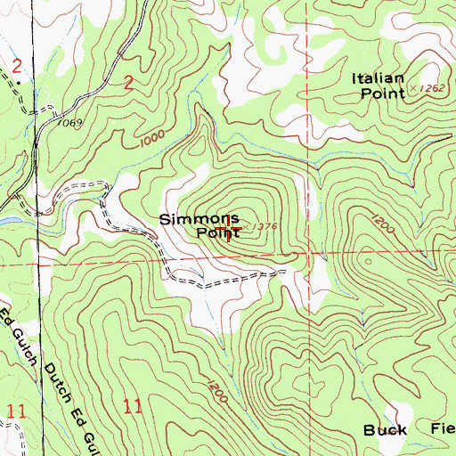 Topographic Map of Simmons Point, CA
