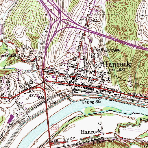 Topographic Map of Hancock Police Department, MD