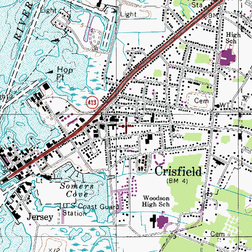 Topographic Map of Crisfield Police Department, MD