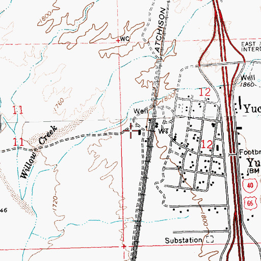 Topographic Map of Yucca Railroad Station, AZ