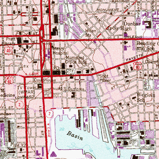 Topographic Map of Baltimore Police Department Central District, MD