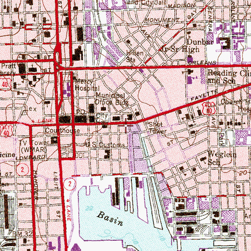 Topographic Map of Baltimore Police Department Homicide Investigation Division Headquarters, MD