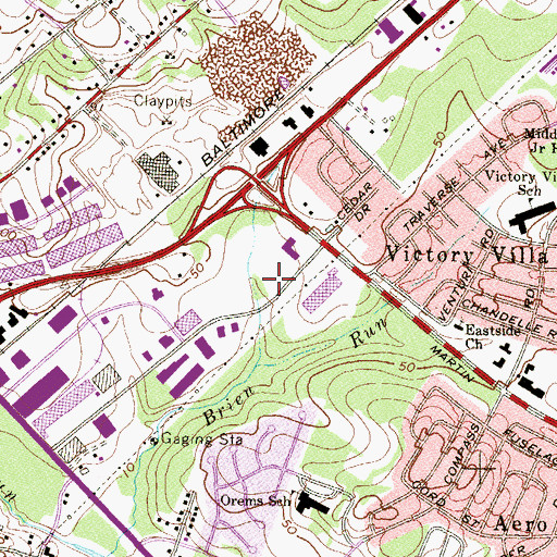 Topographic Map of Maryland State Police Golden Ring Barrack R, MD