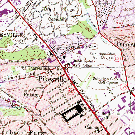 Topographic Map of Maryland State Police Department Headquarters, MD