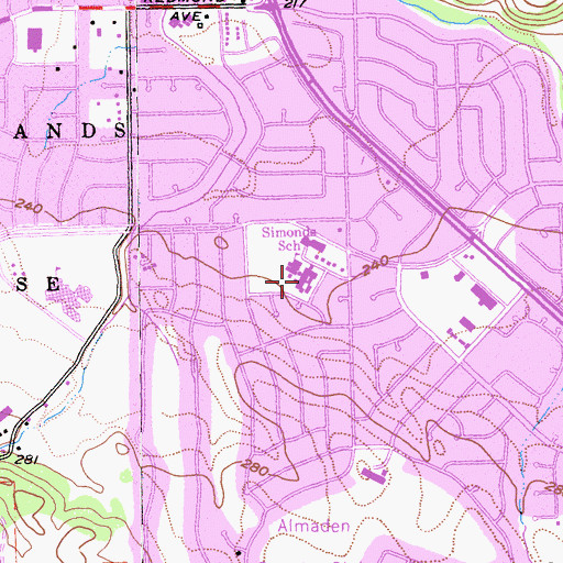 Topographic Map of Simonds Elementary School, CA