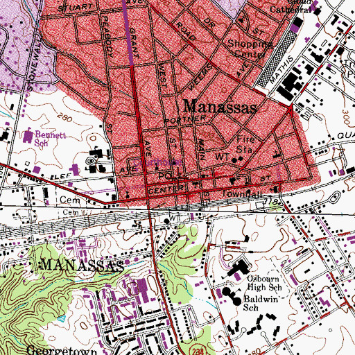 Topographic Map of Manassas Fire Marshal's Office, VA