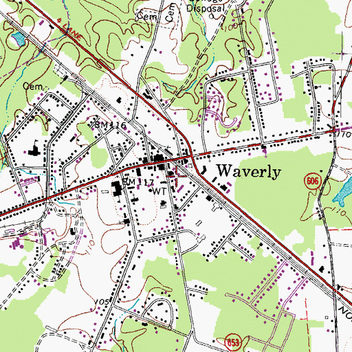 Topographic Map of Waverly Rescue Squad, VA