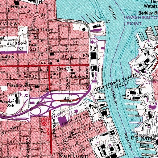 Topographic Map of Portsmouth Fire Rescue and Emergency Services Administration, VA