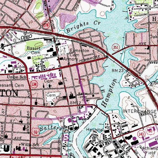 Topographic Map of Hampton City Division of Fire and Rescue Administration, VA