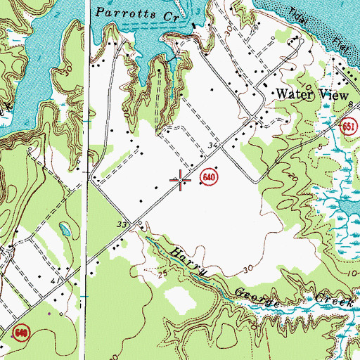 Topographic Map of Upper Middlesex Volunteer Fire Department, VA