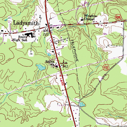 Topographic Map of Caroline County Fire and Rescue / Ladysmith Volunteer Rescue Squad Rescue 2, VA